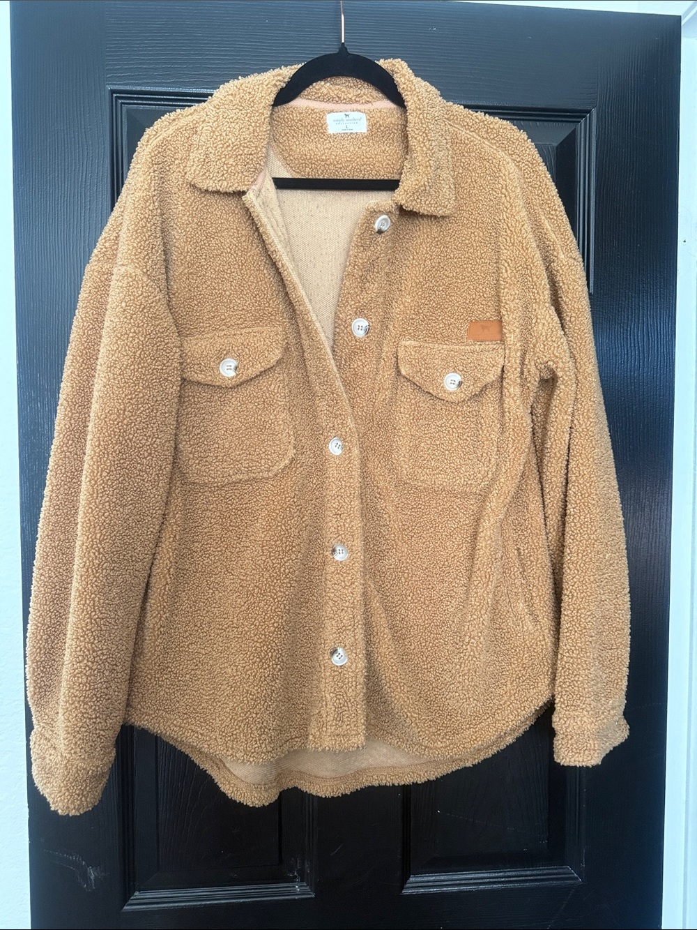 Simply Southern Camel Teddy Sherpa Button-Up Jacket